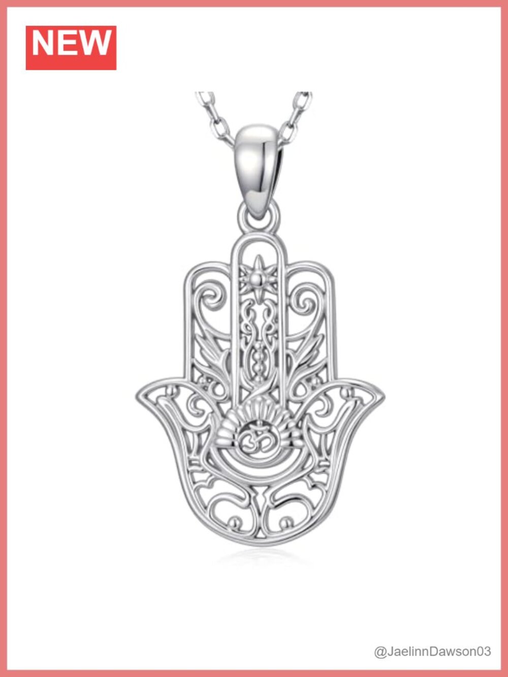 Sterling Silver Hamsa Hand Pendant Necklace Om Yin Yang 18+2" Chain